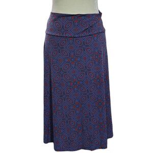LuLaRoe Women's Azure Skirt 3XL Geometric Blue Red Multi Modest Casual